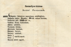 „4289. Bekény János Nógrád vármegyebeli cukorrépa-aszaló gyárában: Kotaul Ferenc személyleírása. 1848.07.14.