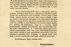 Szemere Bertalan belügyminiszter figyelmeztetése a sáskajárás veszélyére (Szemere Bertalan eredeti aláírása). 1848.05.26.