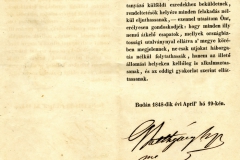 Miniszterelnöki utasítás, hogy a katonai csapatok utánpótlását, áthelyezését ne akadályozzák. 1848.04.19.